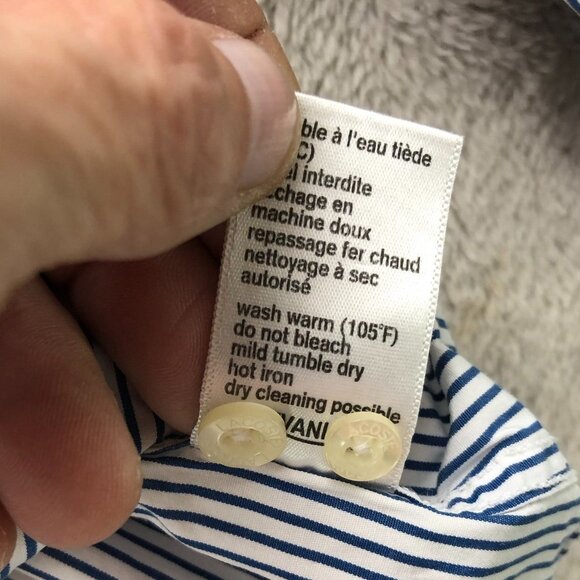 Lacoste Men's Shirt Size 42 FLAW Striped Long Sleeve Button Up Classic Blue - Picture 14 of 16